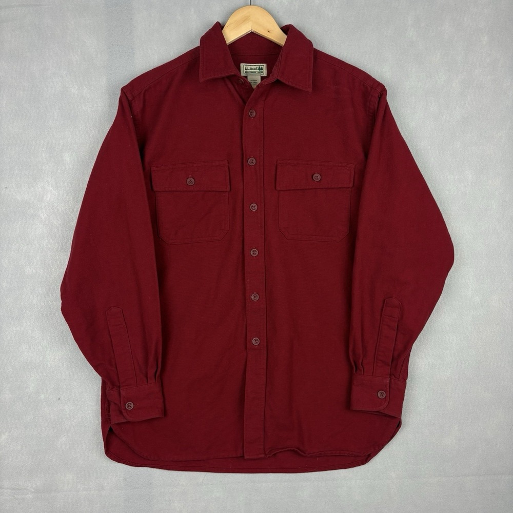 LL Bean Chamois Shirt Men’s Medium Red Cloth Flannel Outdoors Workwear
